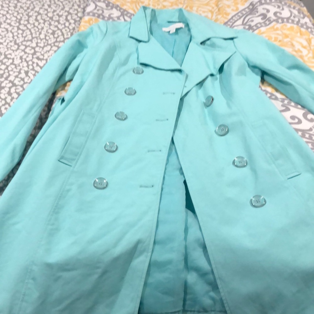 Sky blue rain coat
